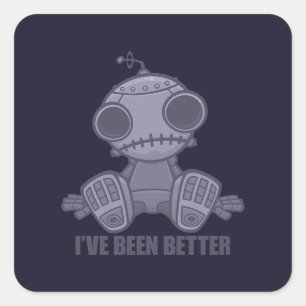 Pegatina Cuadrada Mejor Personalizado de Sad Robot