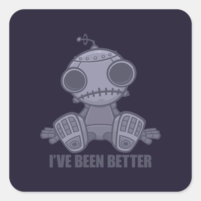 Pegatina Cuadrada Mejor Personalizado de Sad Robot (Anverso)