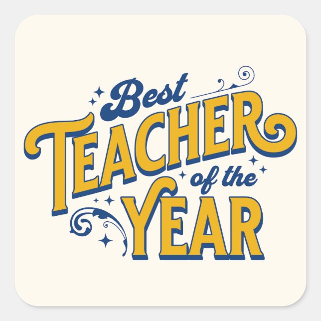 Pegatina Cuadrada Mejor profesor del año (Anverso)