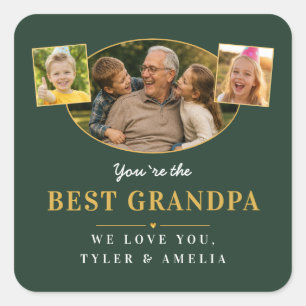 Pegatina Cuadrada Mejor Saludo de Abuelo Padre 3 Foto
