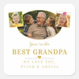 Pegatina Cuadrada Mejor saludo de abuelo padre 3 foto