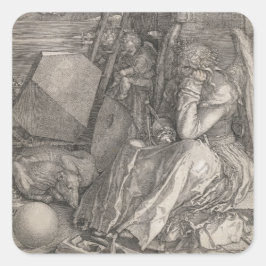 Pegatina Cuadrada Melancholia I, grabada por Albrecht Durer