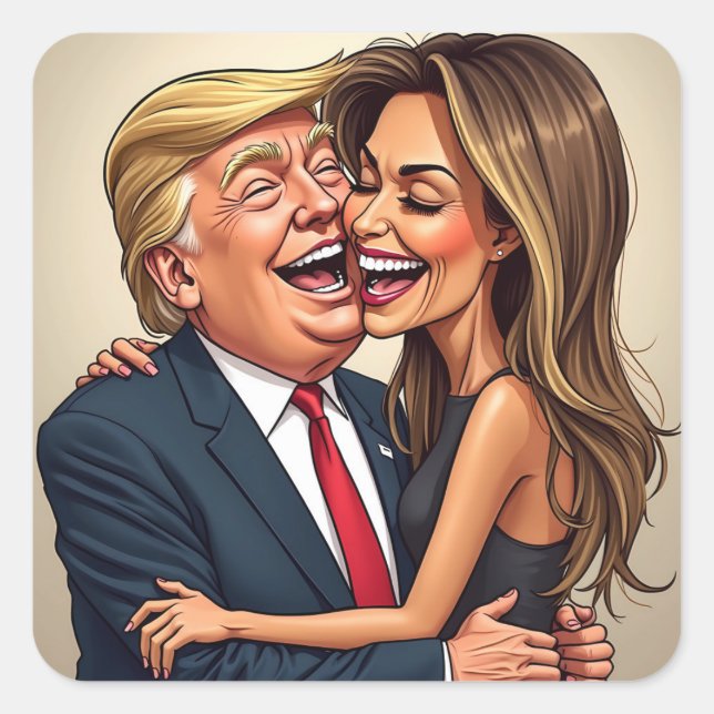 Pegatina Cuadrada Melania Trump, Donald Trump (Anverso)