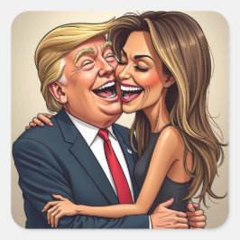 Pegatina Cuadrada Melania Trump, Donald Trump