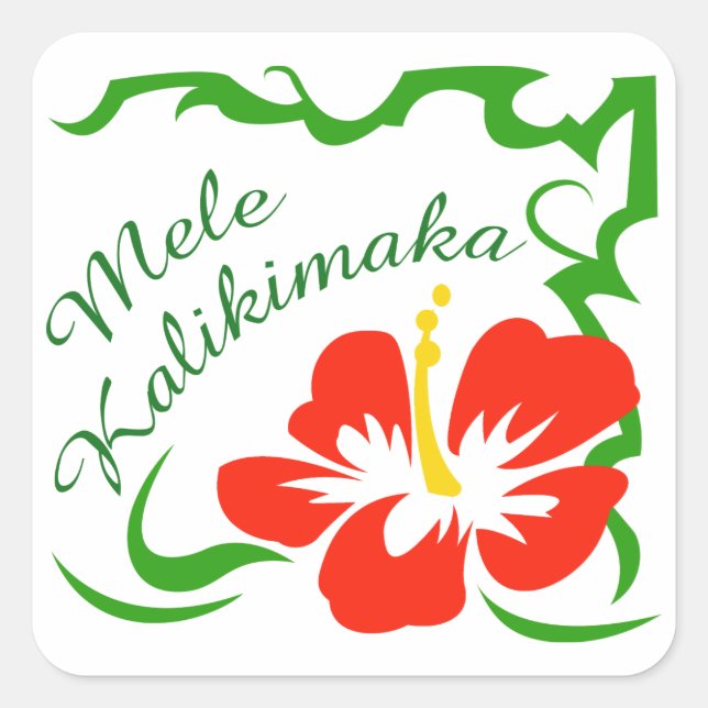 Pegatina Cuadrada Mele Kalikimaka (Anverso)