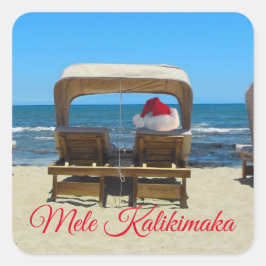 Pegatina Cuadrada Mele Kalikimaka beach