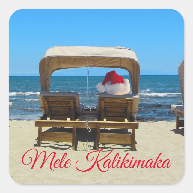 Pegatina Cuadrada Mele Kalikimaka beach (Anverso)