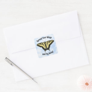 Pegatina Cuadrada Melocotón amarillo con cielo azul personalizado