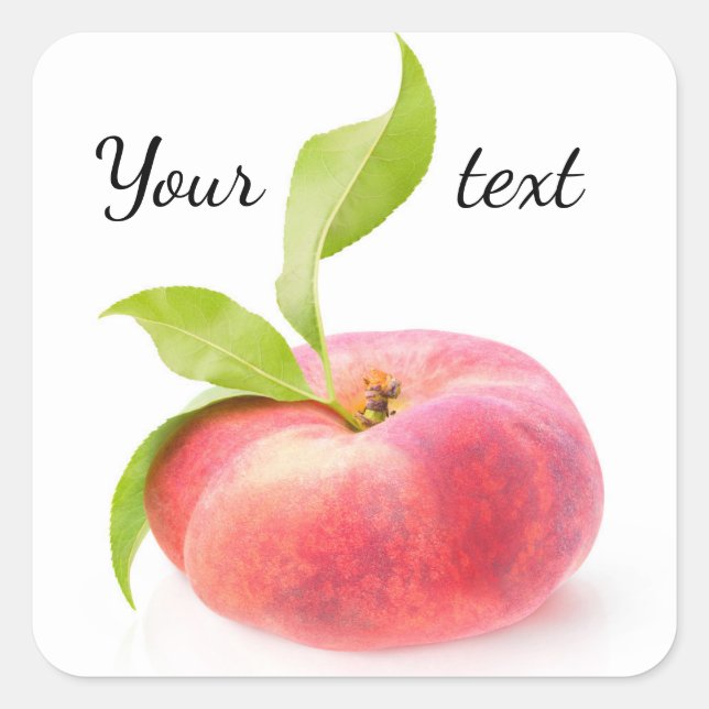 Pegatina Cuadrada Melocotón plano (Anverso)