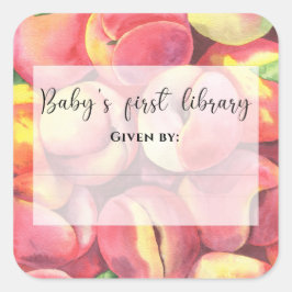 Pegatina Cuadrada Melocotones acuáticos - Primera biblioteca del beb