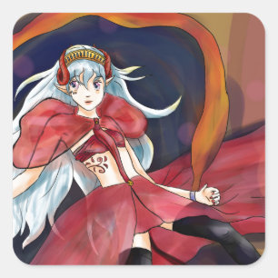 Pegatina Cuadrada Melodía de las ilustraciones originales