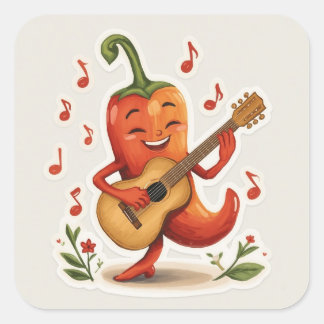 Pegatina Cuadrada Melodías Picantes – Guitarra de Pimiento Chili Ale