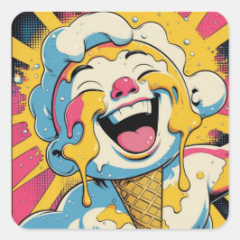 Pegatina Cuadrada Melting Joy – Ice Cream Pop Art Explosion