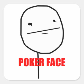 Pegatina Cuadrada Meme de cara de póquer