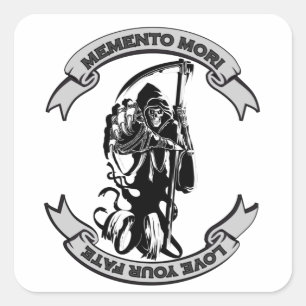 Pegatina Cuadrada MEMENTO MORI Ama A Tu Paro Grim Reaper