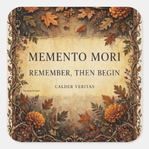Pegatina Cuadrada Memento Mori — Recuerda y Comienza Sticker