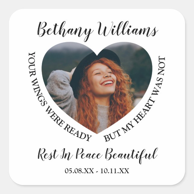 Pegatina Cuadrada Memoria cardiaca personalizada moderna (Anverso)