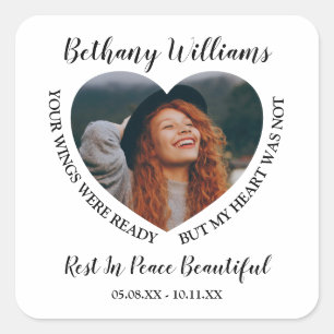 Pegatina Cuadrada Memoria de Corazón Personalizada Moderna con Foto