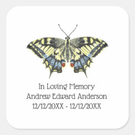 Pegatina Cuadrada Memorial de Mariposa Personalizado Pérdida de Ser 