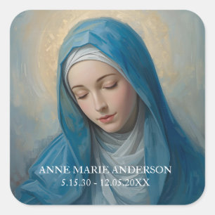 Pegatina Cuadrada Memorial Virgen María Azul