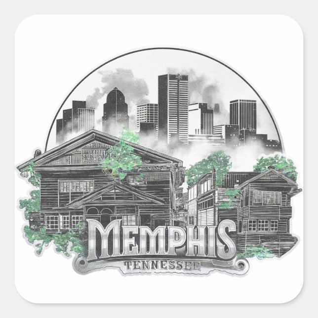 Pegatina Cuadrada Memphis City Tennessee USA (Anverso)