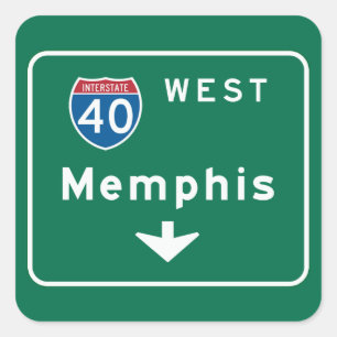 Pegatina Cuadrada Memphis, Rótulo de TN Road