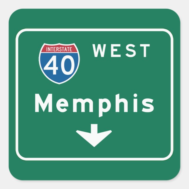 Pegatina Cuadrada Memphis, Rótulo de TN Road (Anverso)