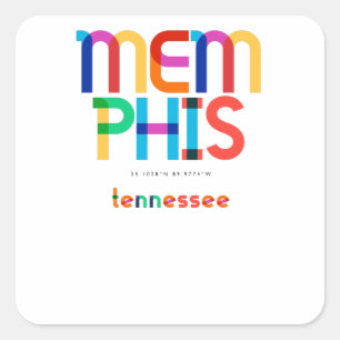 Pegatina Cuadrada Memphis Tennessee de mediados de siglo, Arte Pop,