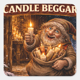 Pegatina Cuadrada Mendigo de velas islandés Yule Lad