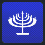 Pegatina Cuadrada Menorah azul<br><div class="desc">Te encantará este diseño de Hanukkah Menorah azul. ¡Genial por los regalos! Disponible en camisetas, estuches para teléfonos inteligentes, mousepads, cadenas de claves, posters, tarjetas, cubiertas electrónicas, mangas para portátiles y portátiles, gorras, tazas y más! Visite nuestro sitio para un funda de regalo personalizado para Samsung Galaxy S3, iphone 5,...</div>
