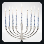 Pegatina Cuadrada Menorah con velas ardientes<br><div class="desc">AssetID: 200485985-001 / {Thomas Northcut} / Menorah con velas ardientes</div>