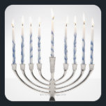 Pegatina Cuadrada Menorah con velas ardientes<br><div class="desc">AssetID: 200485985-001 / {Thomas Northcut} / Menorah con velas ardientes</div>