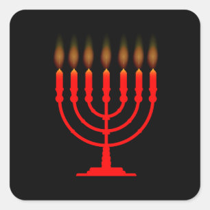 Pegatina Cuadrada Menorh Con Siete Velas