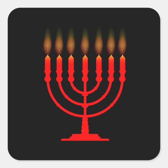 Pegatina Cuadrada Menorh Con Siete Velas (Anverso)