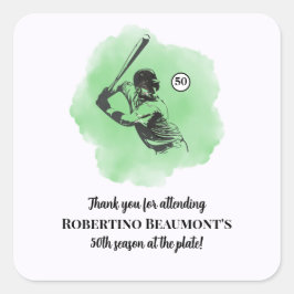 Pegatina Cuadrada Men's Baseball Hitting 50th Birthday