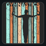 Pegatina Cuadrada Mens Gymnastics Retro Distressed Birthday Kids<br><div class="desc">These gymnastics themed clothing for men and boys are super cool. Featuring a sports silhouette of a man or boy playing football in a retro blue styled design graphic. They are trendy, unique, cool and cute. These sporty gifts for men are cool. If you like retro items for your son...</div>