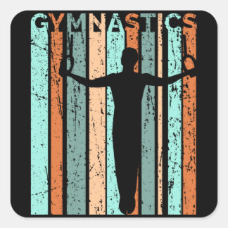 Pegatina Cuadrada Mens Gymnastics Retro Distressed Birthday Kids