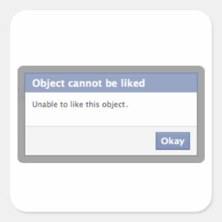 Pegatina Cuadrada Mensaje de error de Facebook: no se puede hacer un