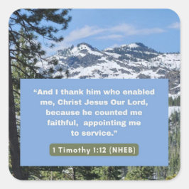 Pegatina Cuadrada Mensaje de fe - Verso de la Biblia - 1 Timothy 1-1