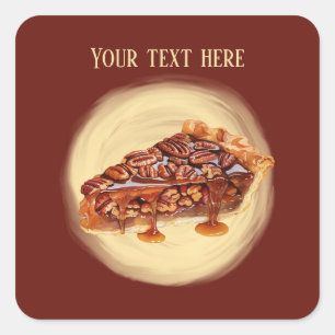 Pegatina Cuadrada Mensaje de la tarta de pecan