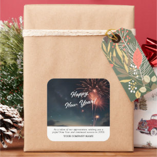 Pegatina Cuadrada Mensaje de Personalizado de Año Nuevo Feliz de Gua