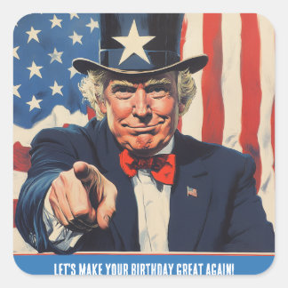 Pegatina Cuadrada Mensaje divertido del personalizado Trump por feli