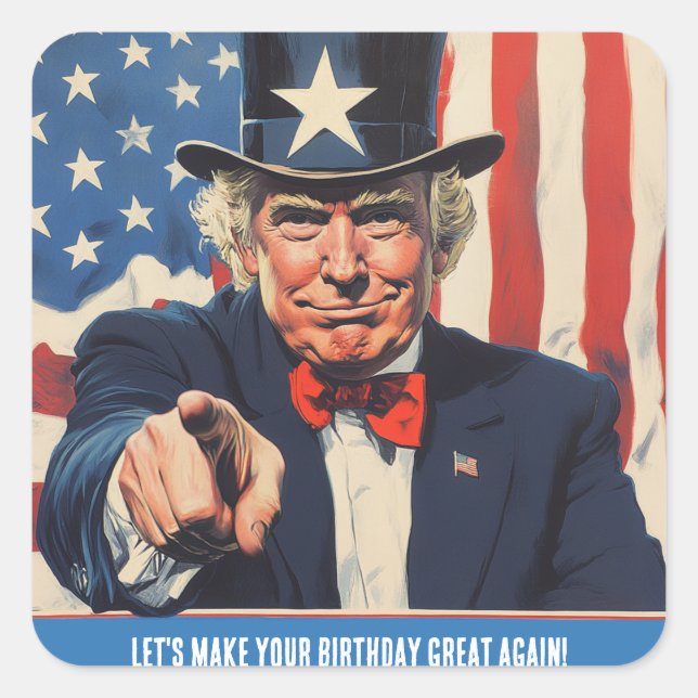 Pegatina Cuadrada Mensaje divertido del personalizado Trump por feli (Anverso)
