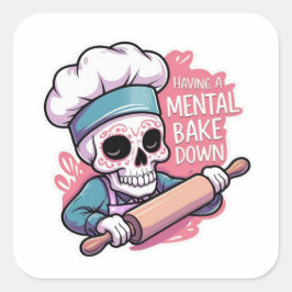 Pegatina Cuadrada "Mental Bake Down" Pegatinas de Skull Baker - Grac