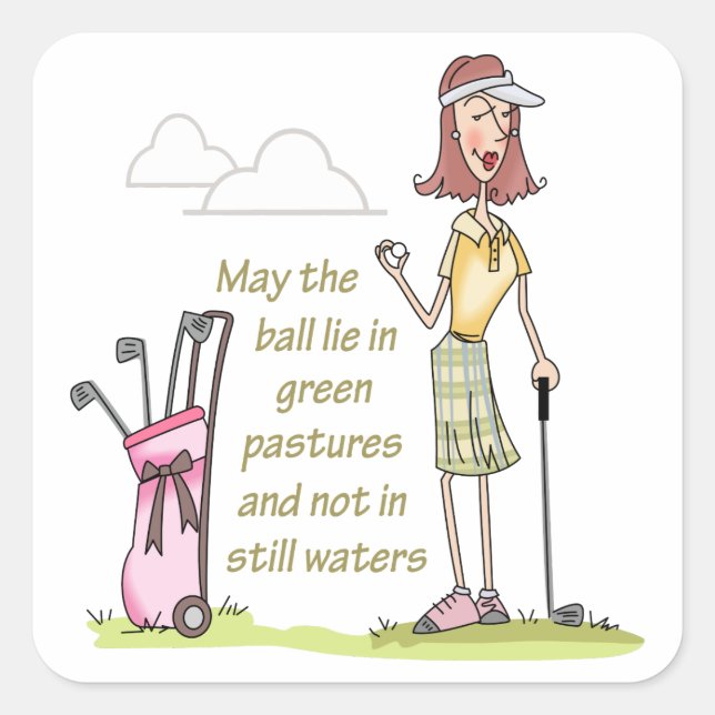 Pegatina Cuadrada Mentir en pasturas verdes (Anverso)