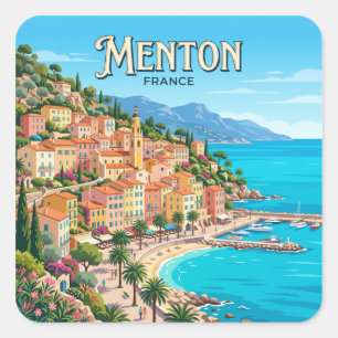 Pegatina Cuadrada Menton Francia