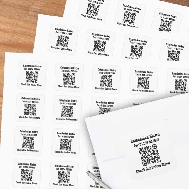 Pegatina Cuadrada Menú en línea Código QR (Subido por el creador)