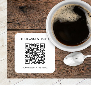 Pegatina Cuadrada Menú Escanear Para Pedir Café De Restaurante QR Co