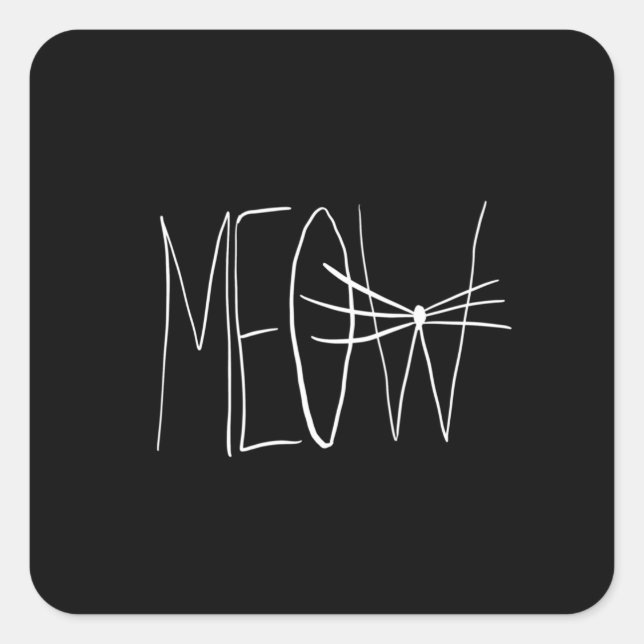 Pegatina Cuadrada Meow (Anverso)