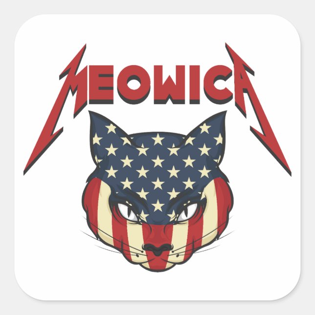 Pegatina Cuadrada Meowica (Anverso)